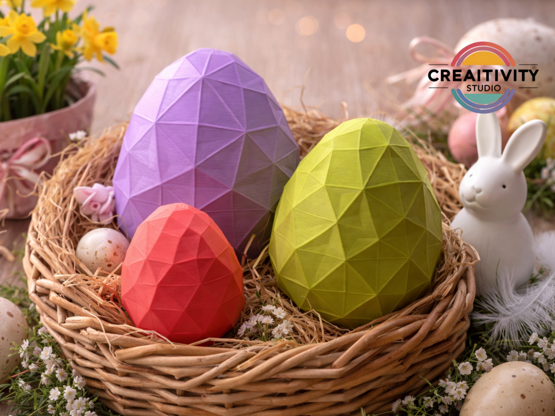 Low-Poly Osterei – Osterdeko – Free Com. Use