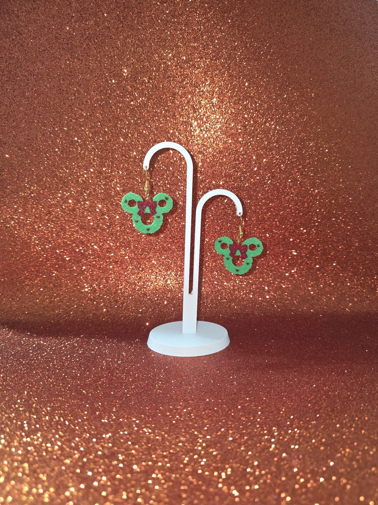 Minnie wreath earrings view 3