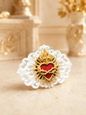 Accesorio para impresora 3D: Sacred Heart Brooch – Religious Jewelry - No AMS — vista de referencia 3