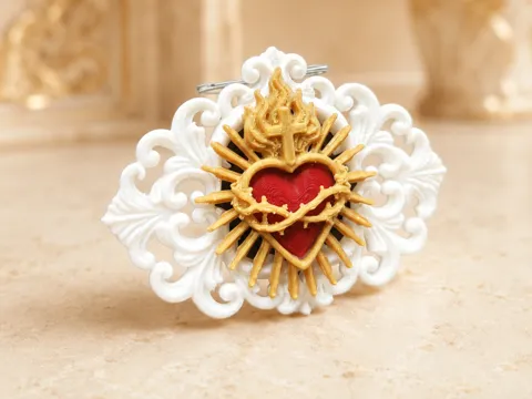 Accesorio para impresora 3D: Sacred Heart Brooch – Religious Jewelry - No AMS — referencia de MakerWorld