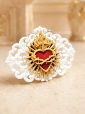 Accesorio para impresora 3D: Sacred Heart Brooch – Religious Jewelry - No AMS — vista de referencia 2
