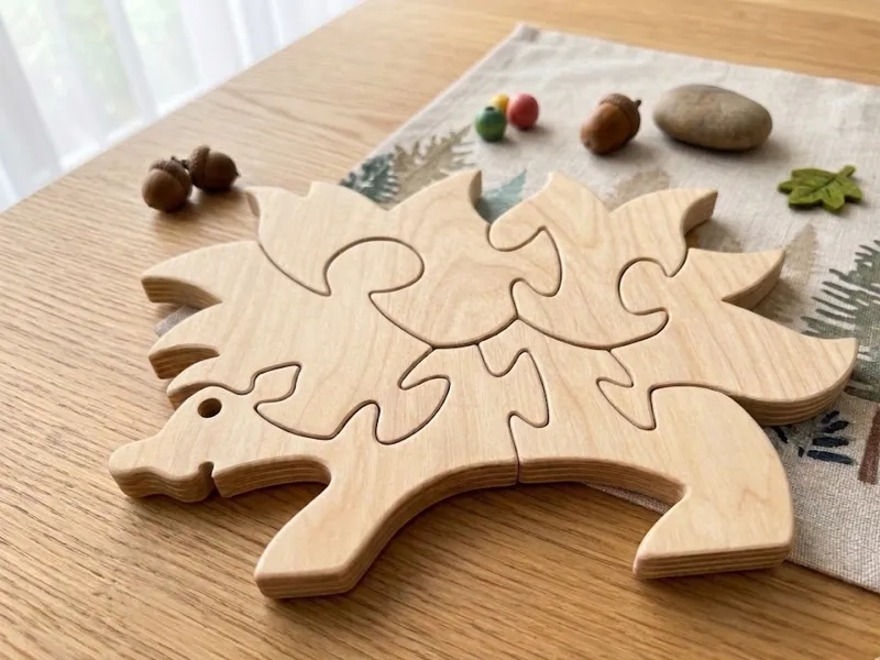 Autumn Hedgehog Wooden-Style Puzzle