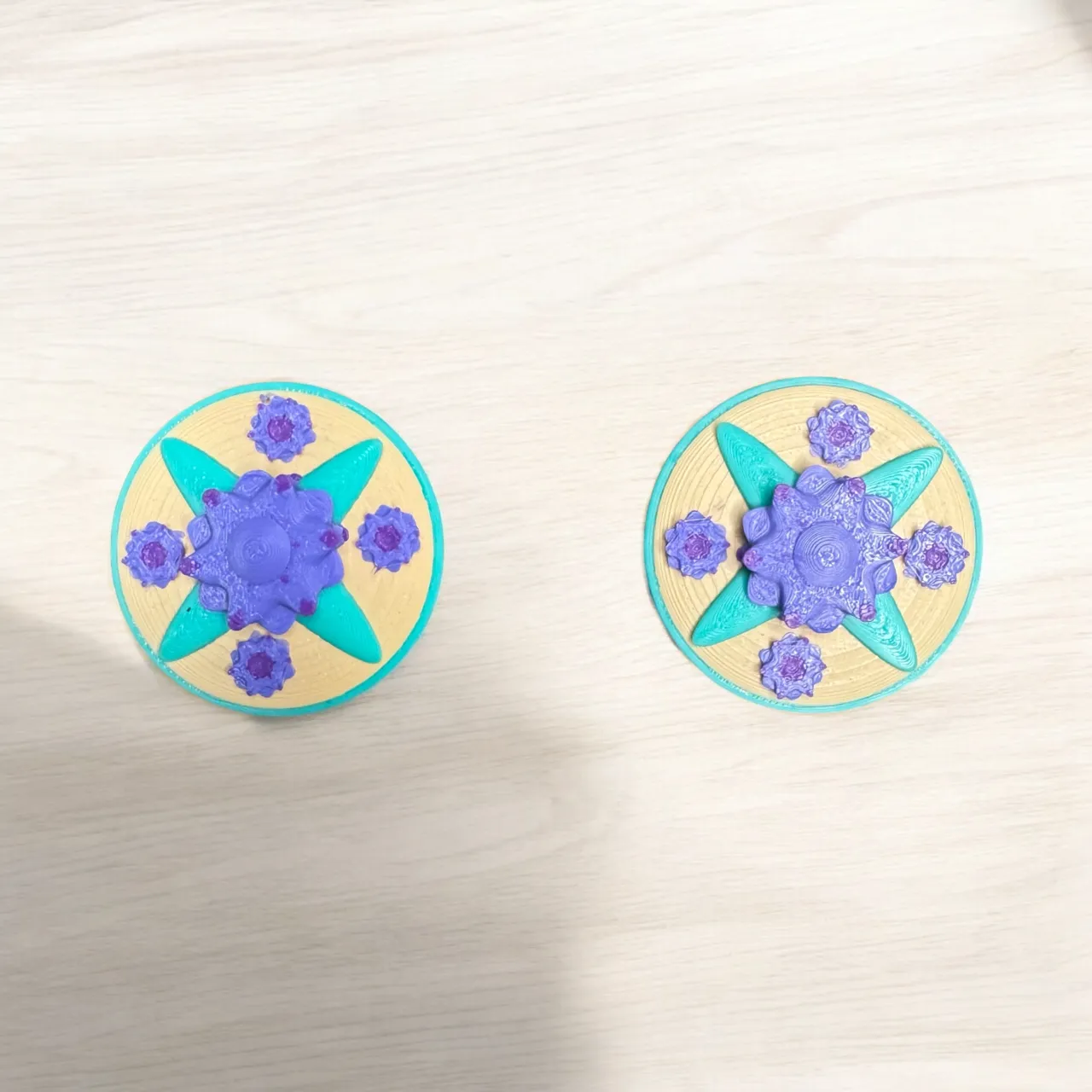 3D printed Circular earrings with flowers view 2