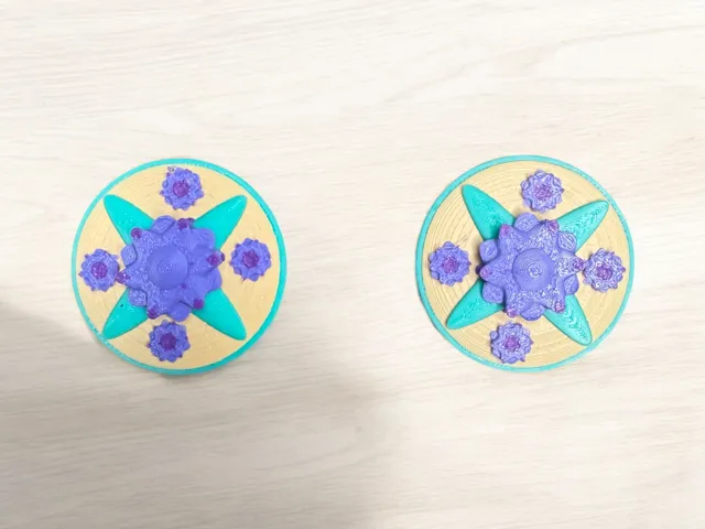 3D printed Circular earrings with flowers