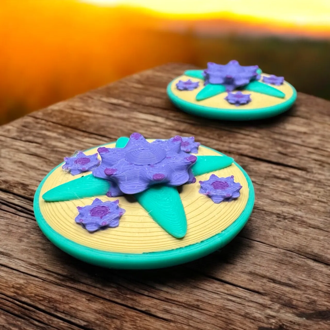 3D printed Circular earrings with flowers view 4