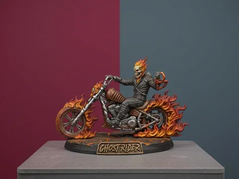 Figura decorativa: Marvel Ghost Rider Miniature with Hellcycle — referencia de MakerWorld