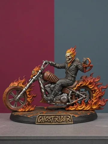 Figura decorativa: Marvel Ghost Rider Miniature with Hellcycle — vista de referencia 2