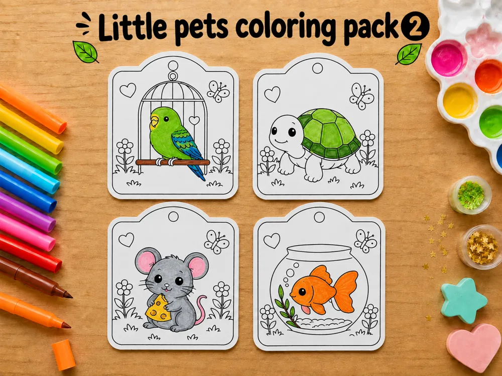 Cute little pets coloring craft pack 2 - Free 3D Print Model - MakerWorld