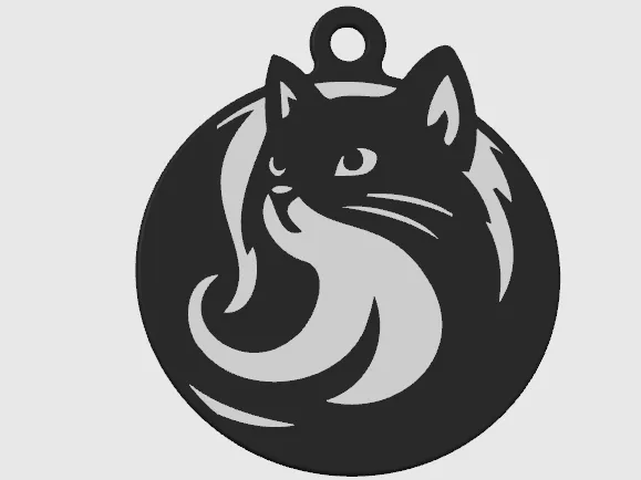 Cat keychain medalion