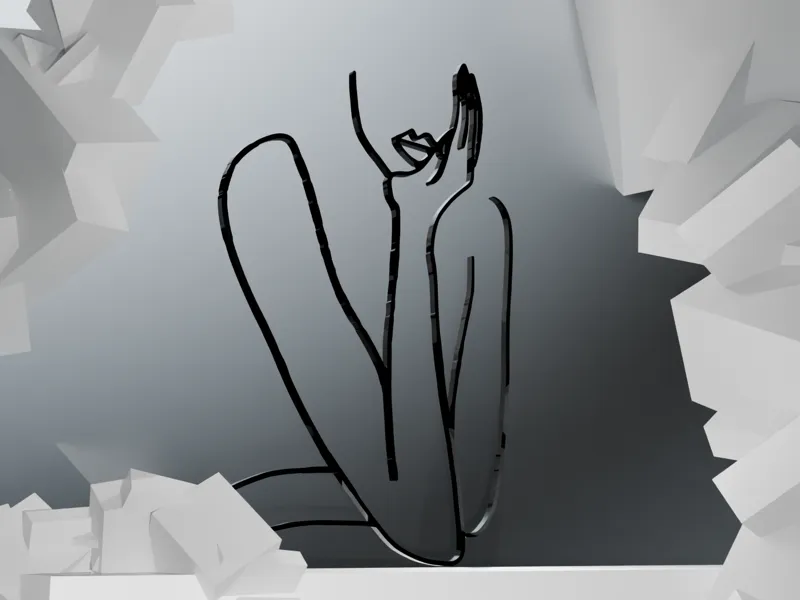 Line art woman 3d model