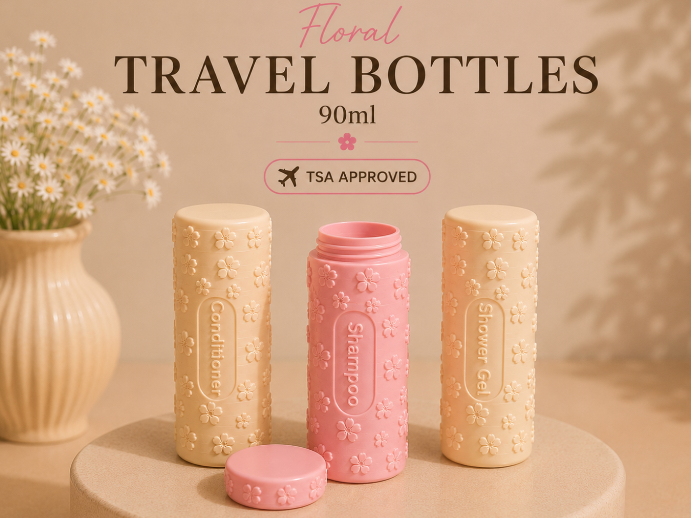Floral Travel bottles 90ml - TSA Approved