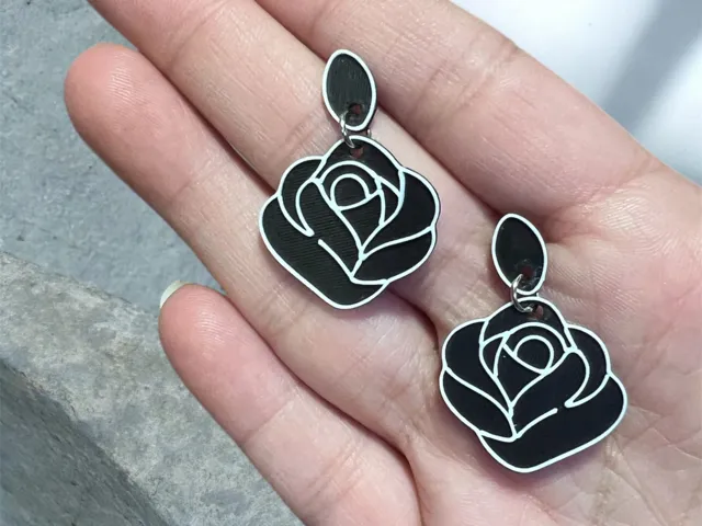 Pendientes flor rosa