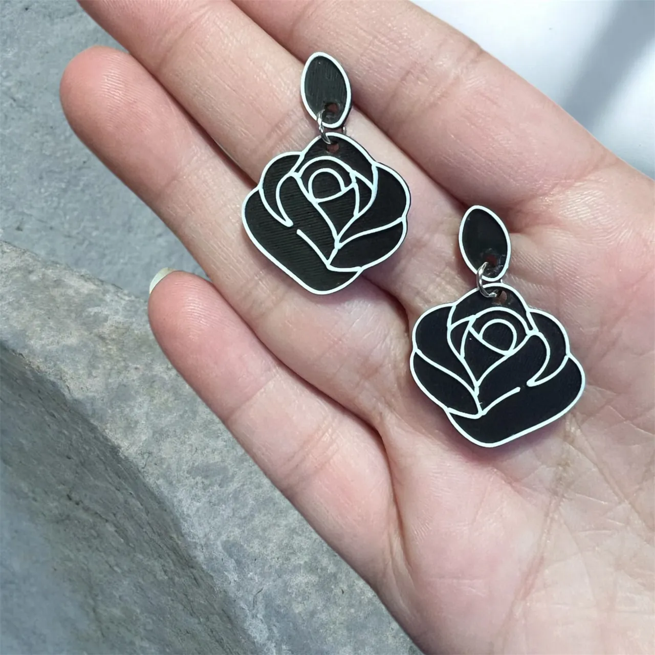 Pendientes flor rosa view 2
