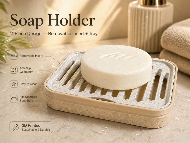 Self-Draining Soap Holder (2-Part System)