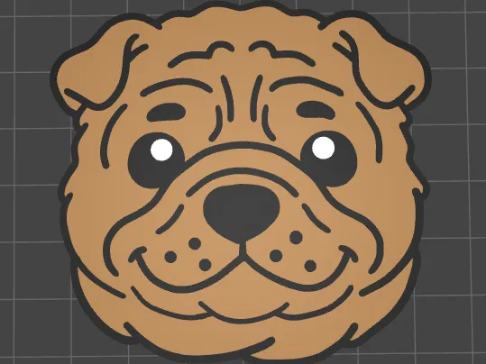 Porte-clé Shar-Pei minimaliste