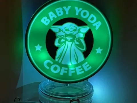 Baby Yoda Coffee LED Lightbox