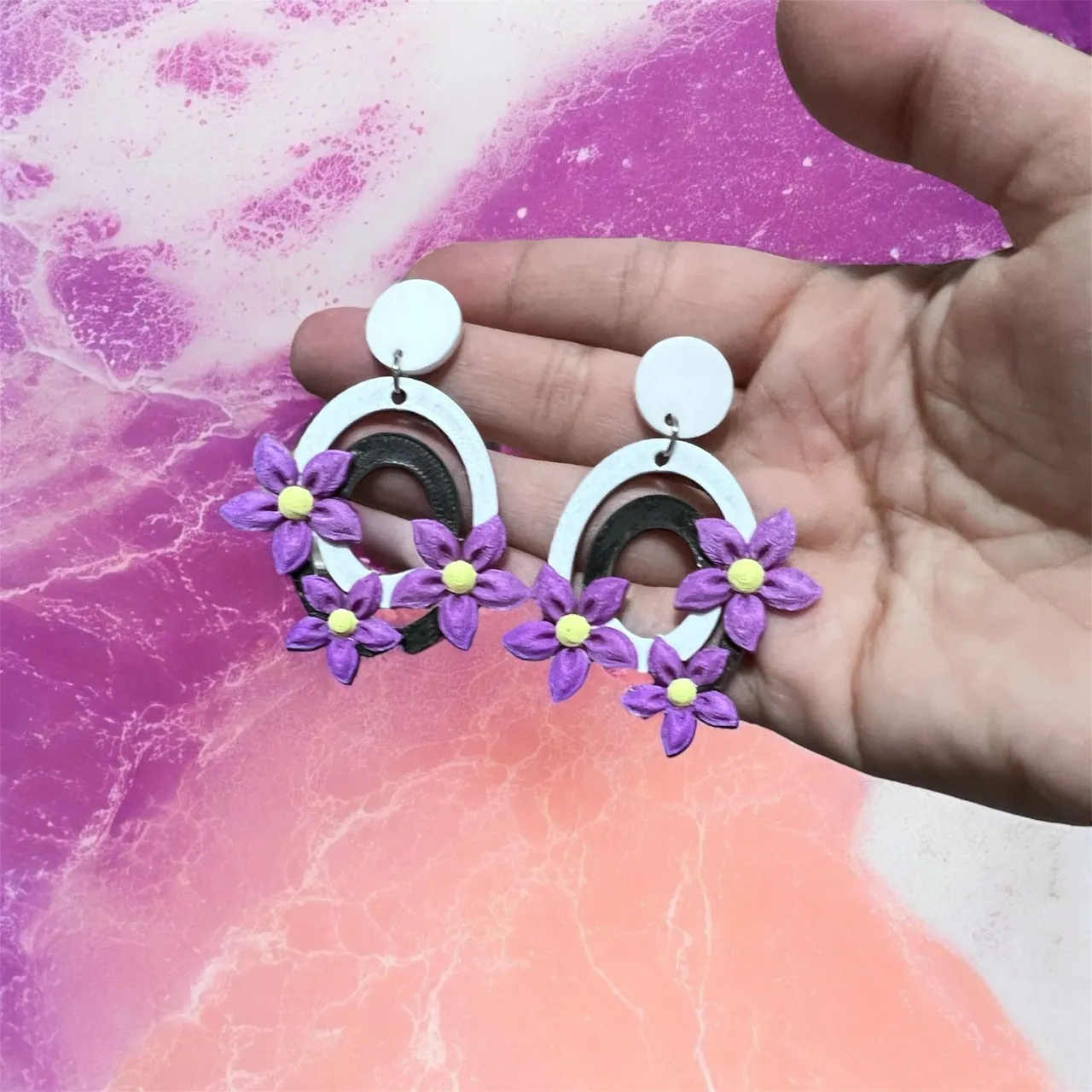 Pendientes circulo con flores view 2
