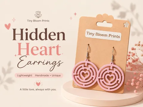 Pendientes: Hidden Heart Maze Earrings — referencia de MakerWorld