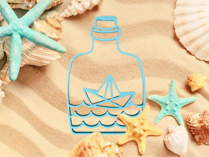 Bottle Message – Paper Boat Line Art