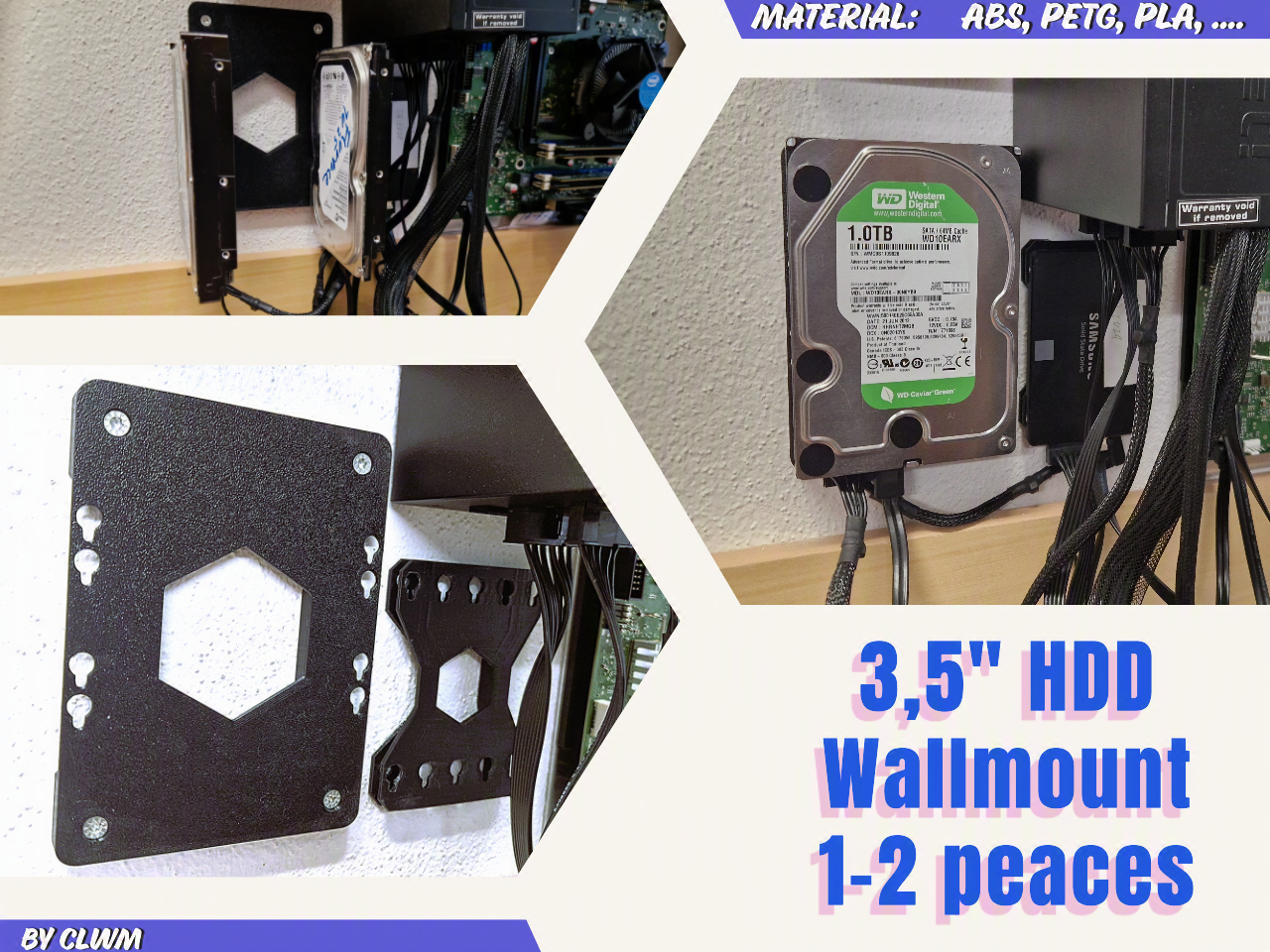 3,5" HDD Wandhalterung, fasst bis zu 2 HDD