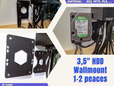 3.5" HDD Wall Mount, holds up to 2 HDDs