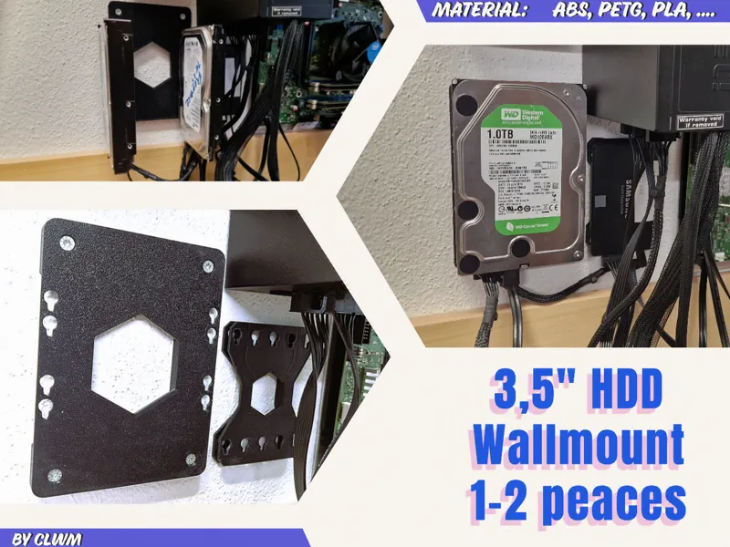 3,5" HDD Wandhalterung, fasst bis zu 2 HDD