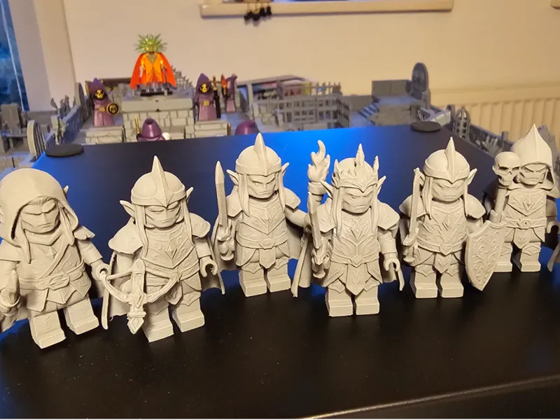 Building block inspiret DnD miniatures Dark Elves