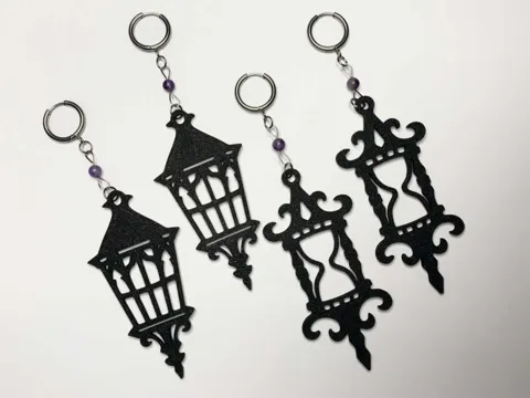 Goth Hourglass and Lantern Earrings COMMERCIAL USE