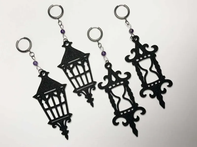 Goth Hourglass and Lantern Earrings COMMERCIAL USE