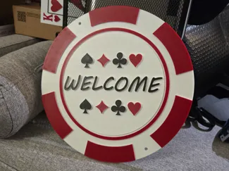 Poker Chip Welcome Sign