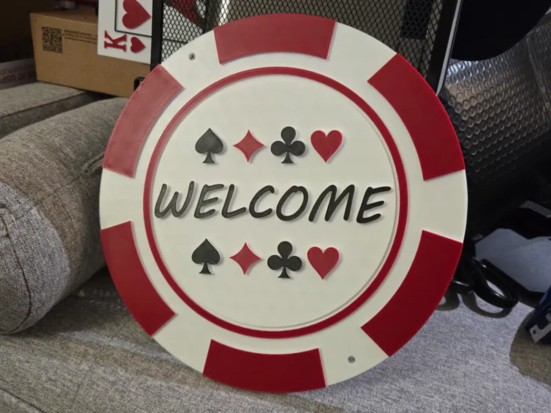 Poker Chip Welcome Sign