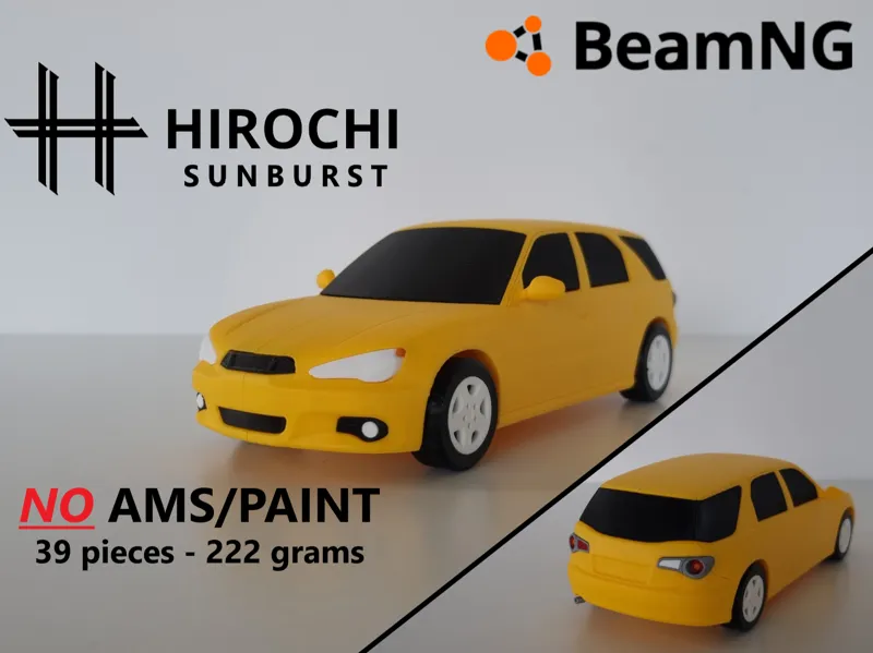 BeamNG Hirochi Sunburst toy car - 100% 3D printed