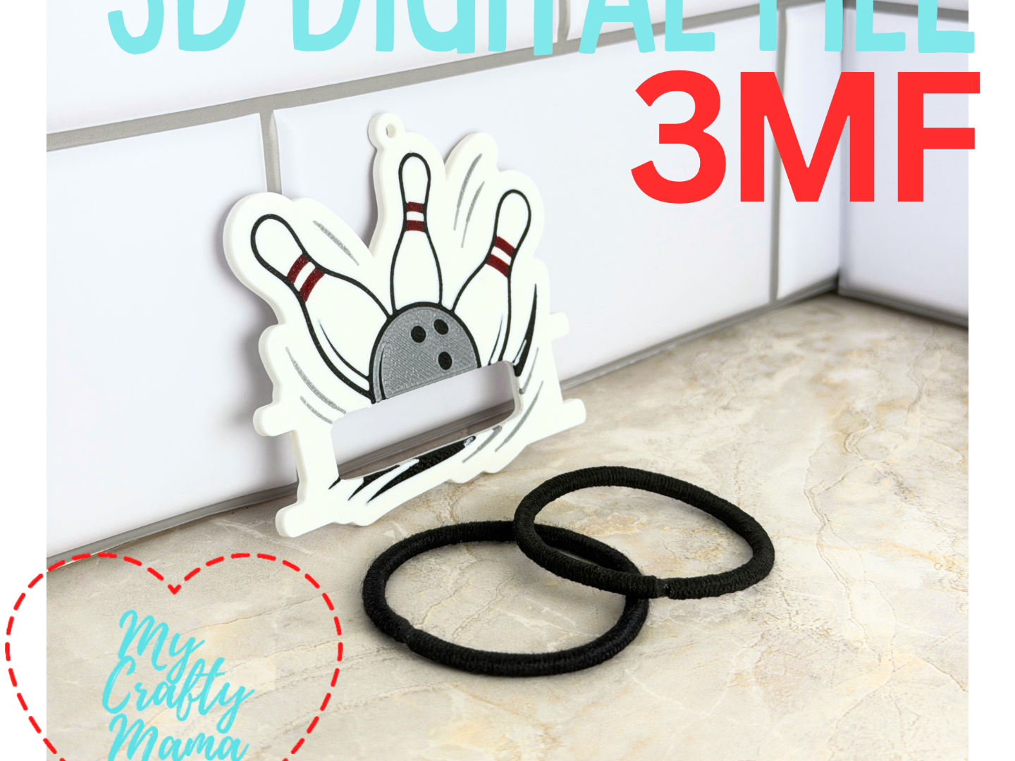 Bowling hair band keychain - 1