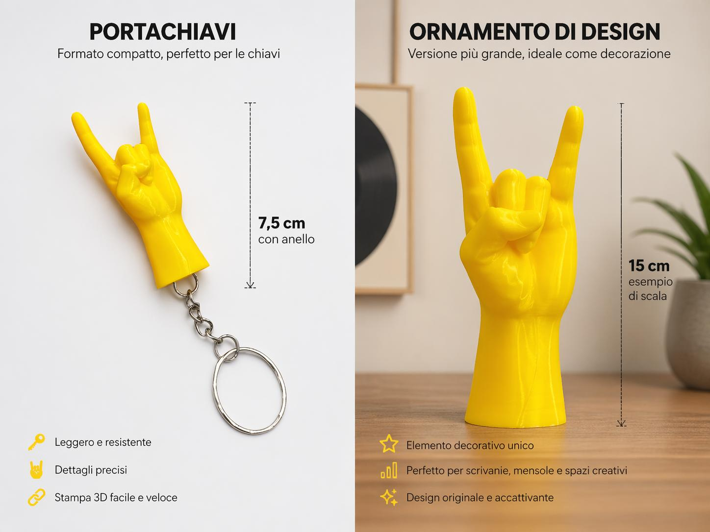Rock Hand 3D - Portachiavi e Oggetto design