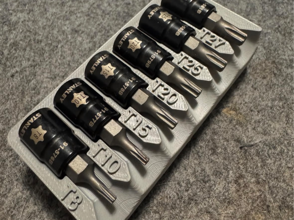 Stanley 1/4 drive Torx bit gridfinity tray