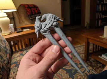 Modelo para impresión 3D: Twin Raven Hair Fork - Hair Pin & Cosplay — vista de referencia 4