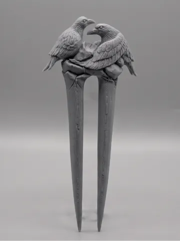 Modelo para impresión 3D: Twin Raven Hair Fork - Hair Pin & Cosplay — vista de referencia 2