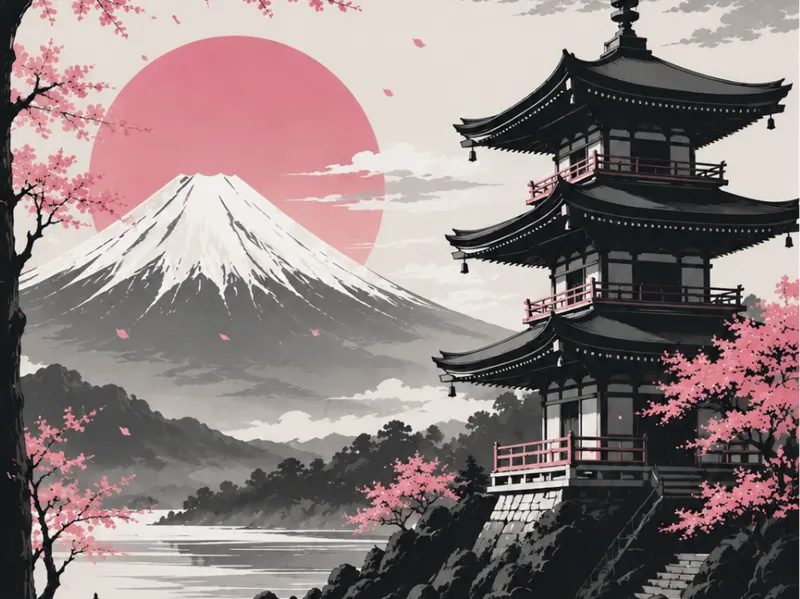 Mont Fuji et Pagode Japon EASY PRINT