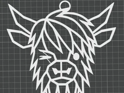 Baby Highland Cow Winking geometric