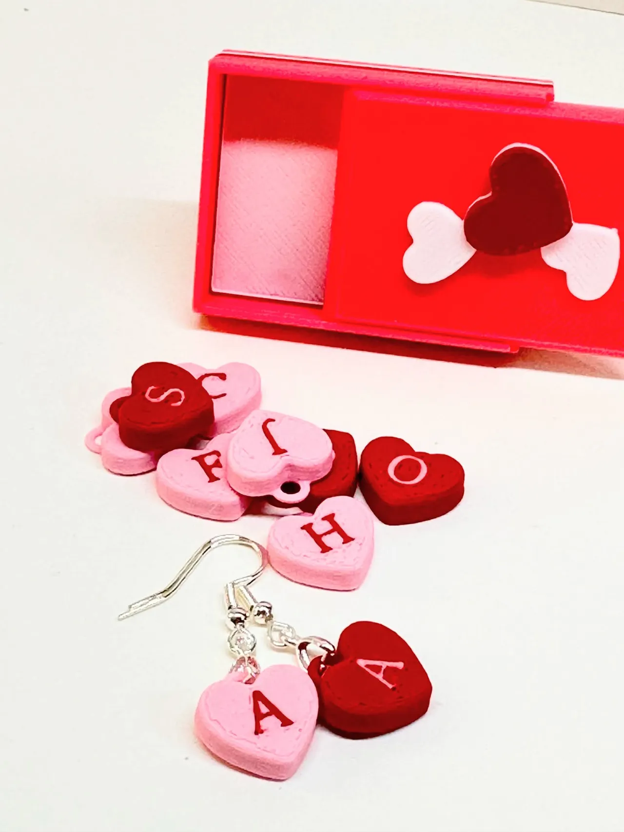 Candy Heart Earrings Initial Letter with box view 4
