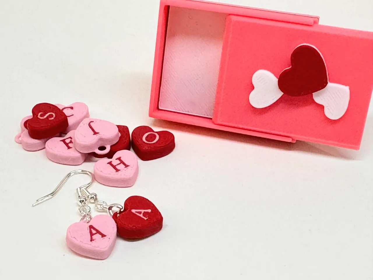 Candy Heart Earrings Initial Letter with box view 3