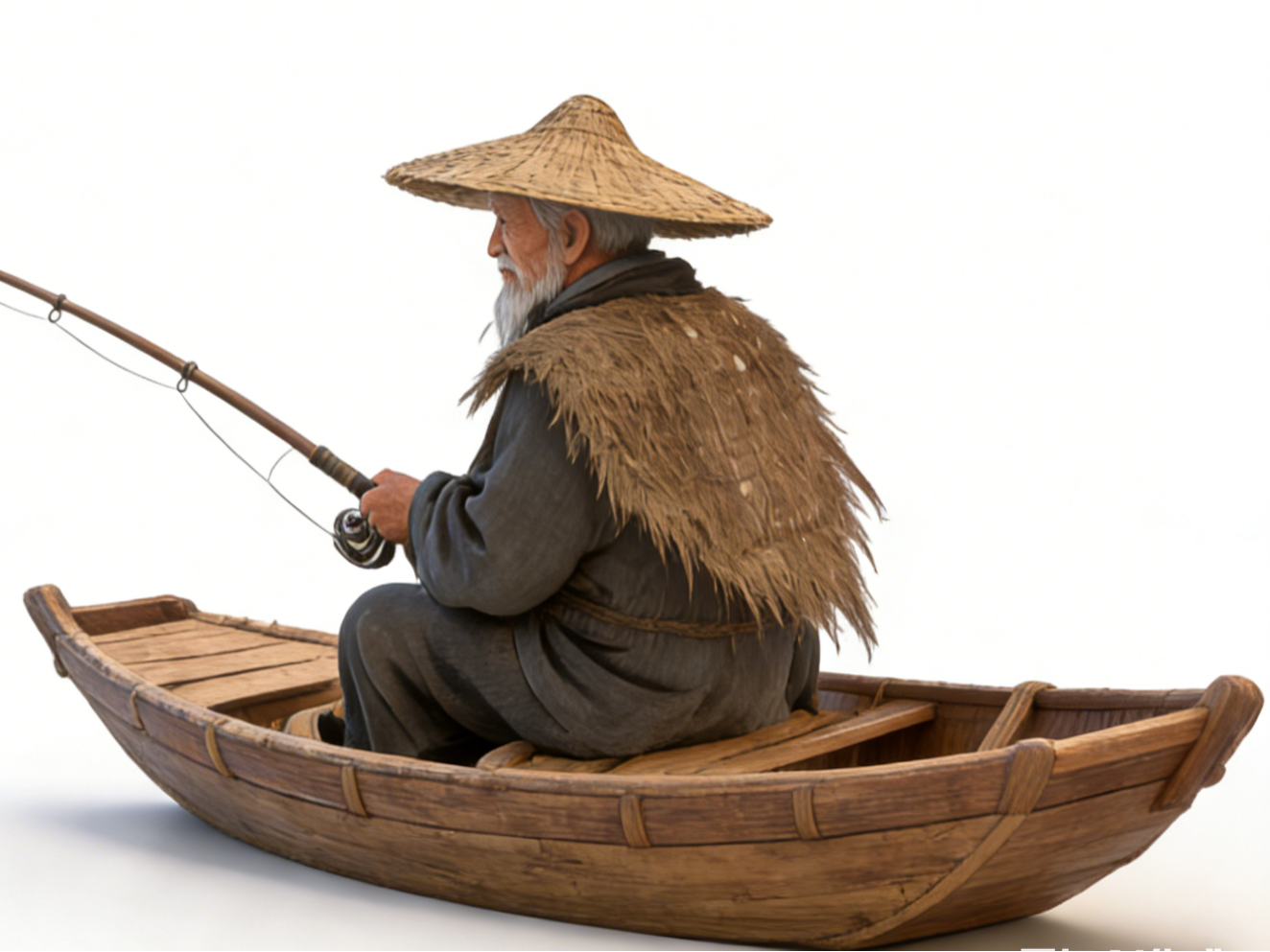 孤舟蓑笠翁・鱼缸漂浮造景摆件 | 分体 3D 打印模型