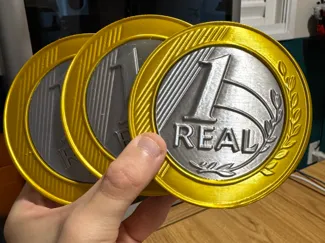 Giant Brazilian Real Coin Decorative Double-Sided