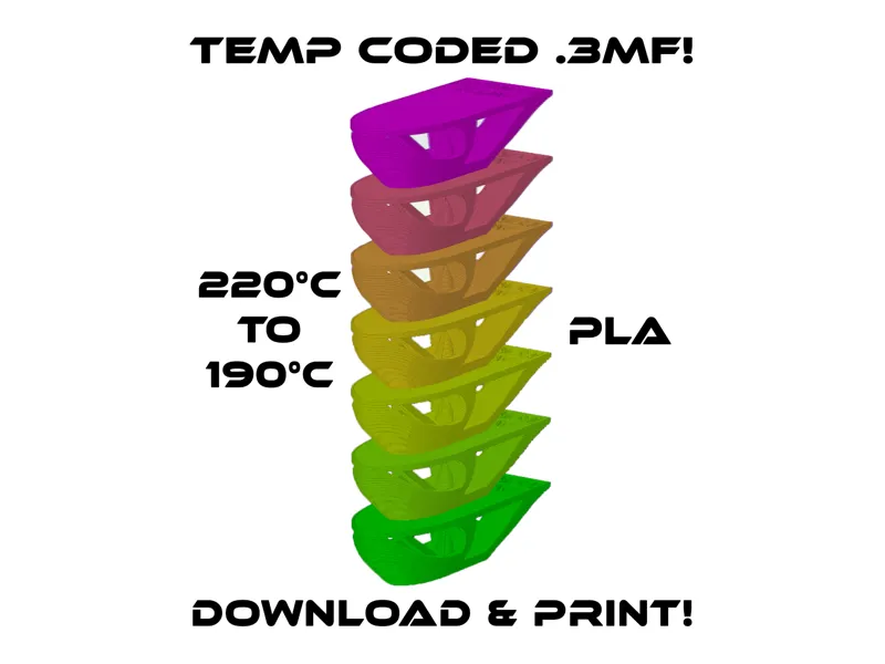 Benchy Inspired Temp Tower 220C to 190C PLA