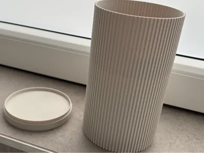 Ribbed Round Storage Container with Lid