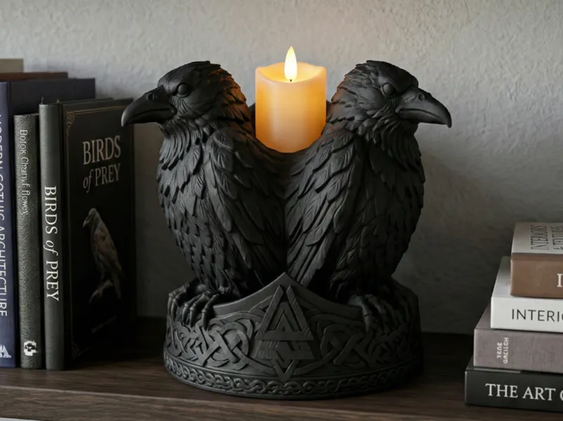 Viking Raven Electric Tealight Candle Holder