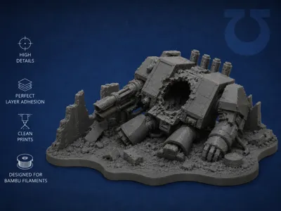 Destroyed Dreadnought - Tabletop Terrain