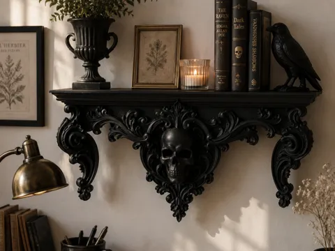 Estante o repisa: Gothic Skull Wall Shelf – Dark Academia Decor — referencia de MakerWorld