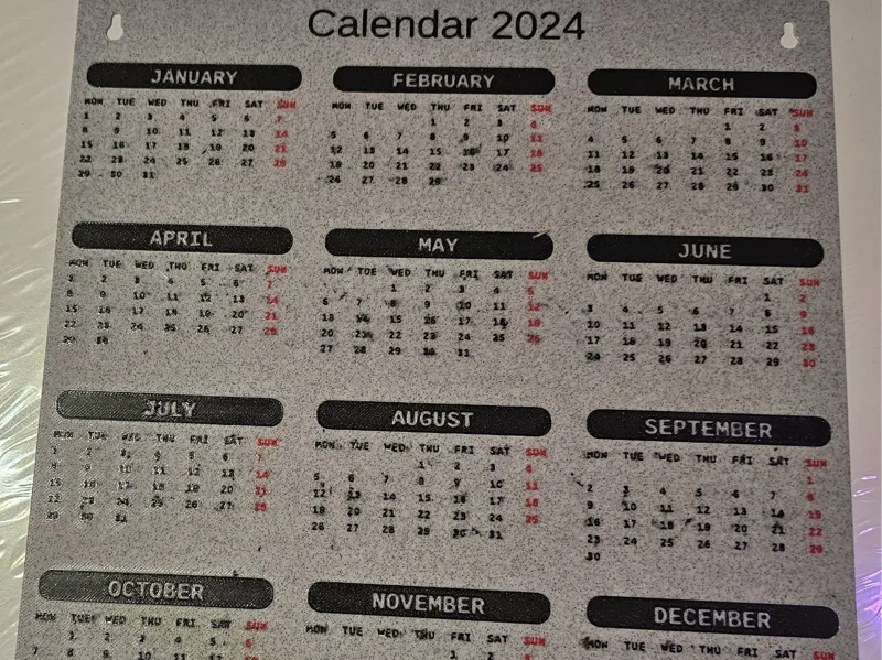 Customizable parametric calendar