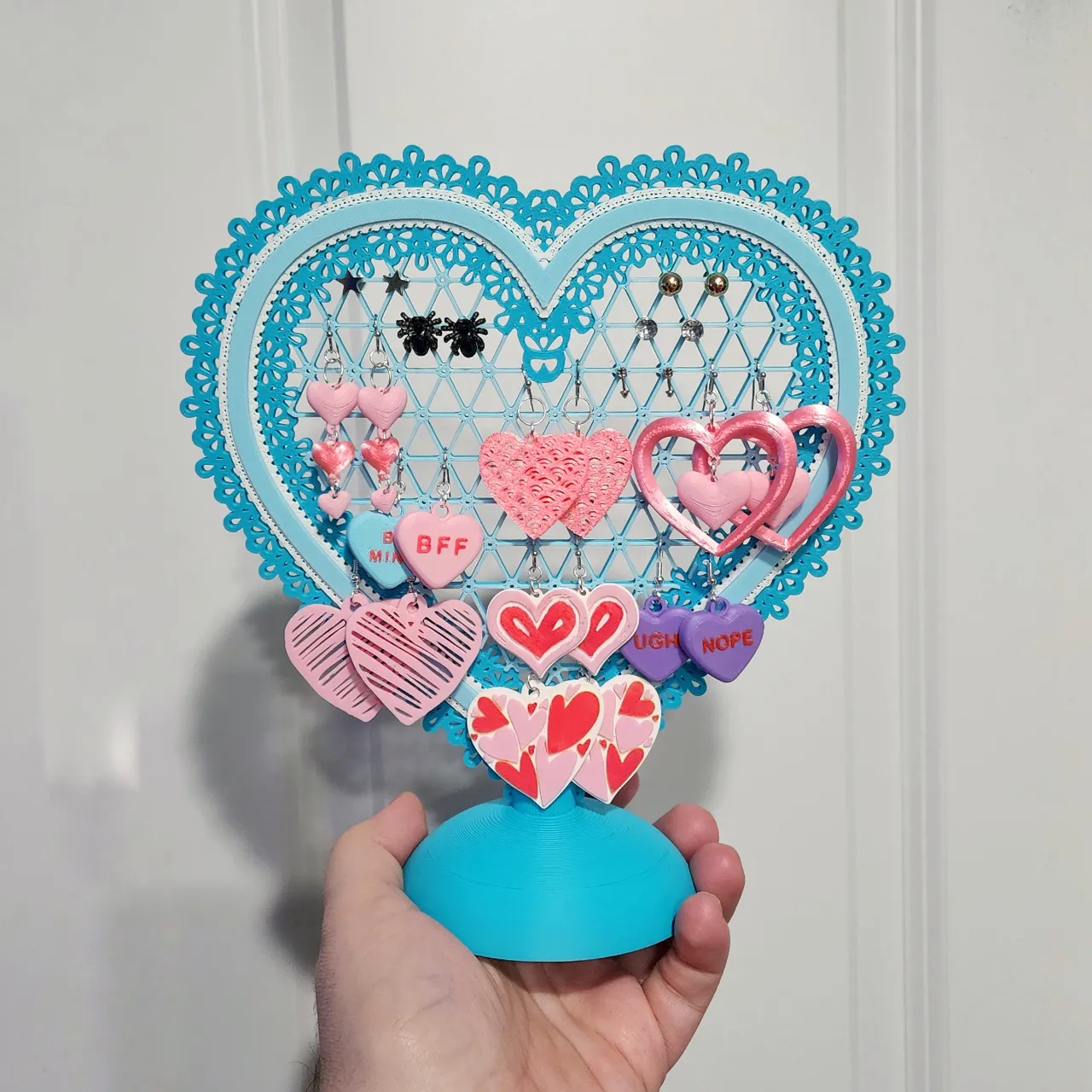 Lace Heart Doily Earring Holder/Decoration view 2